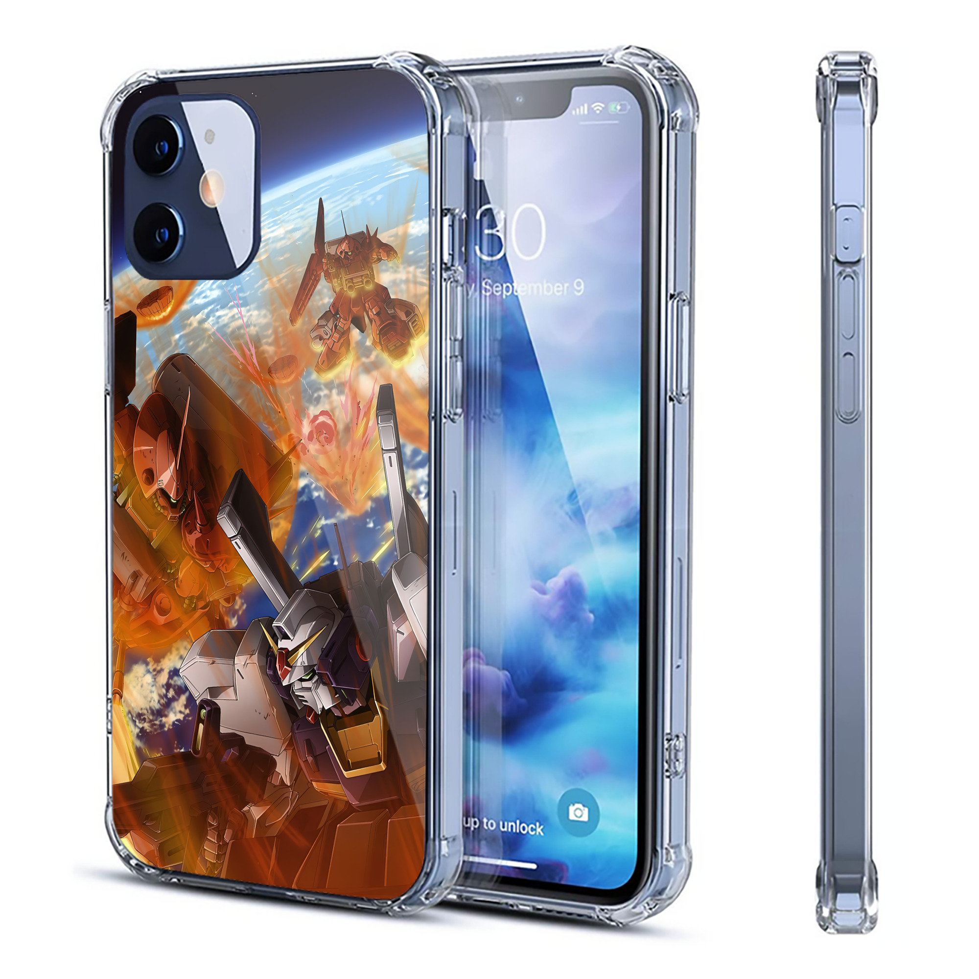 （画像用） 機動戦士ガンダム Mobile Suit Gundam 【iPhone 12シリーズ対応】透明スマホケース（クリアソフトケース）